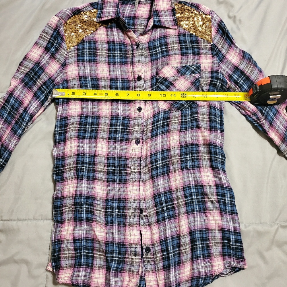 Flannel shirt with sequins - Picture 3 of 5